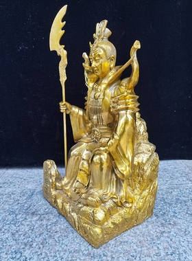 纯黄铜石敢当人物神像摆件