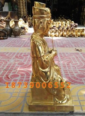 纯铜灶神人物桌面摆件