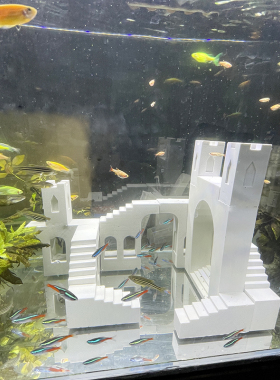 栩元水泥纪念碑谷鱼缸造景摆件