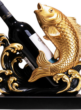 风生水起鱼跃龙门红酒架年年有鱼乔迁开业礼品伴手礼酒柜摆件