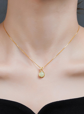 天然和田玉福袋项链女S925纯银时尚小众高级感简约玉石情人节礼物