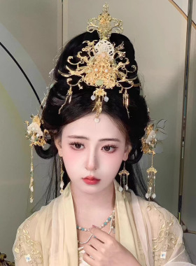 汉服异域风敦煌飞天战国凤冠古风发冠额饰耳环发饰发钗魏晋女配饰