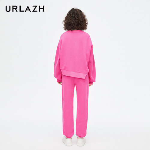 URLAZH有兰新款玫粉色简约宽松长袖圆领卫衣女LM4SW08 - 图3