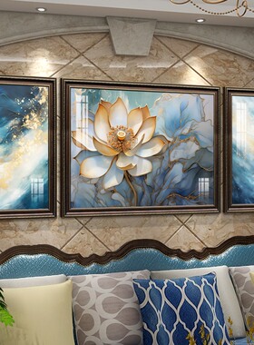 高档美式沙发背景墙装饰画客厅画