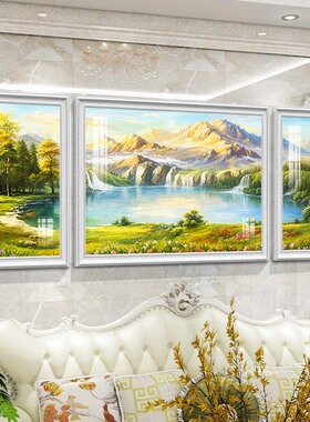 欧式客厅沙发背景墙山水风景壁画