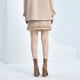 XG Xuege Xiaoxiang style raw edge splicing skirt fashionable autumn new sheep wool high waist A-line short skirt women's clothing