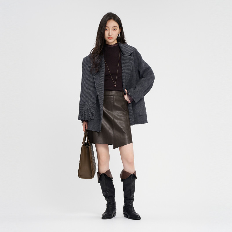 XG雪歌围巾搭配长袖毛呢外套时尚冬季新款骆驼绒中长绵羊毛大衣女,淘宝优惠券,粉丝福利购,淘宝优惠卷