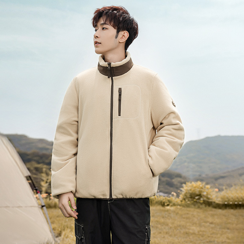 鸭鸭摇粒绒两面穿羽绒服女短款2025秋冬新款休闲简约保暖情侣外套