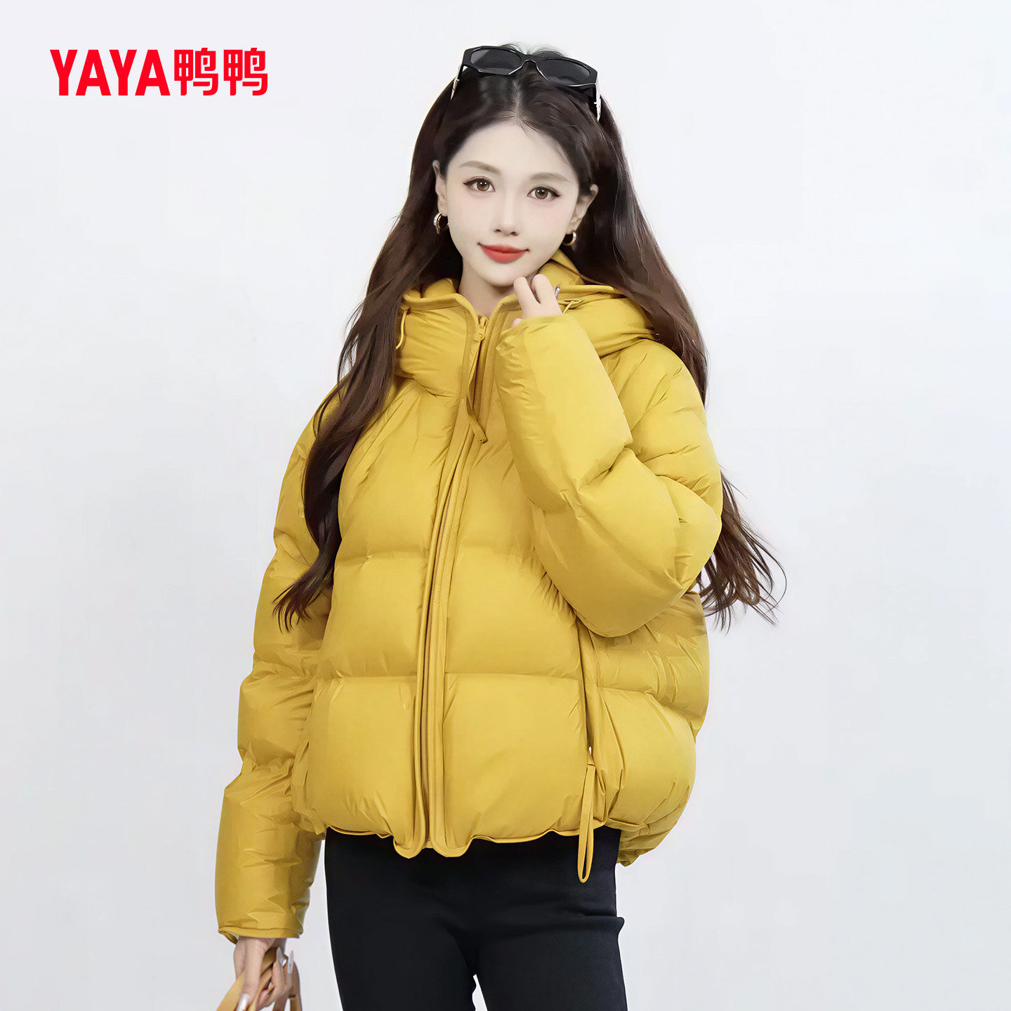 鸭鸭云朵泡芙短款羽绒服女2025新款高领90白鸭绒保暖面包服外套冬,淘宝优惠券,粉丝福利购,淘宝优惠卷