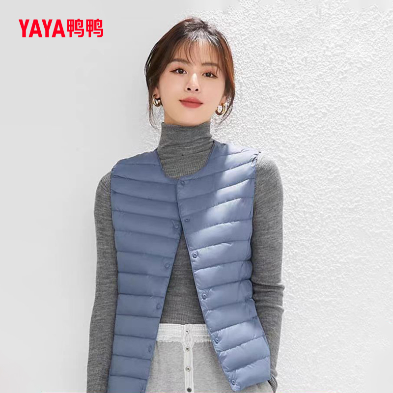 鸭鸭轻薄款羽绒马甲女时尚圆领羽绒内胆修身显瘦轻便保暖秋冬内搭 - 图0