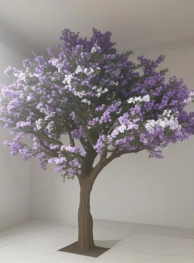 仿真蓝花楹树室内装饰影视道具树美陈景观紫色花树落地摆件