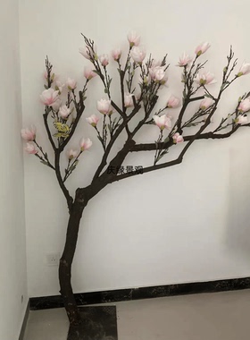 仿真玉兰花树大型假花树室内装饰许愿树酒店橱窗造景软装落地摆件