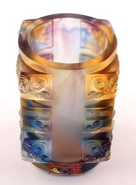 六合春琉璃笔筒升迁工艺品送教师