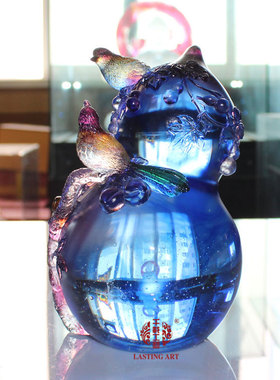 六合春琉璃福禄寿葫芦摆件艺术品