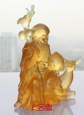 六合春琉璃福寿生日镇宅玄关摆件