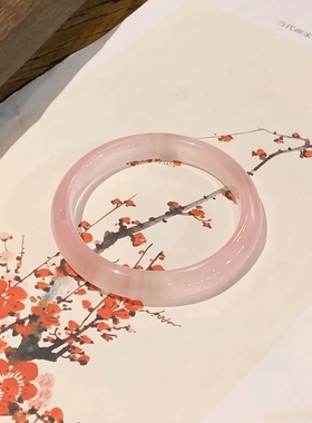 冰透白月光玉髓手镯女国风送礼物