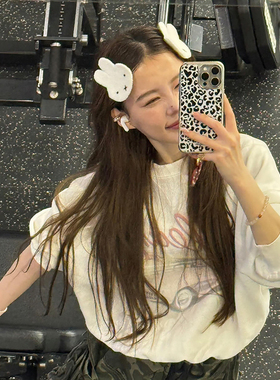 甜美可爱小兔子毛绒魔术贴发夹女碎发刘海贴侧边无痕发贴发卡发饰