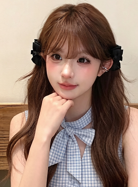 公主头黑色蝴蝶结小抓夹女前额刘海侧边发卡精致发夹头饰儿童发饰