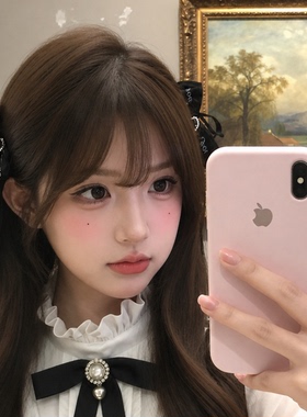 蕾系Lolita爱心黑色蝴蝶结发夹