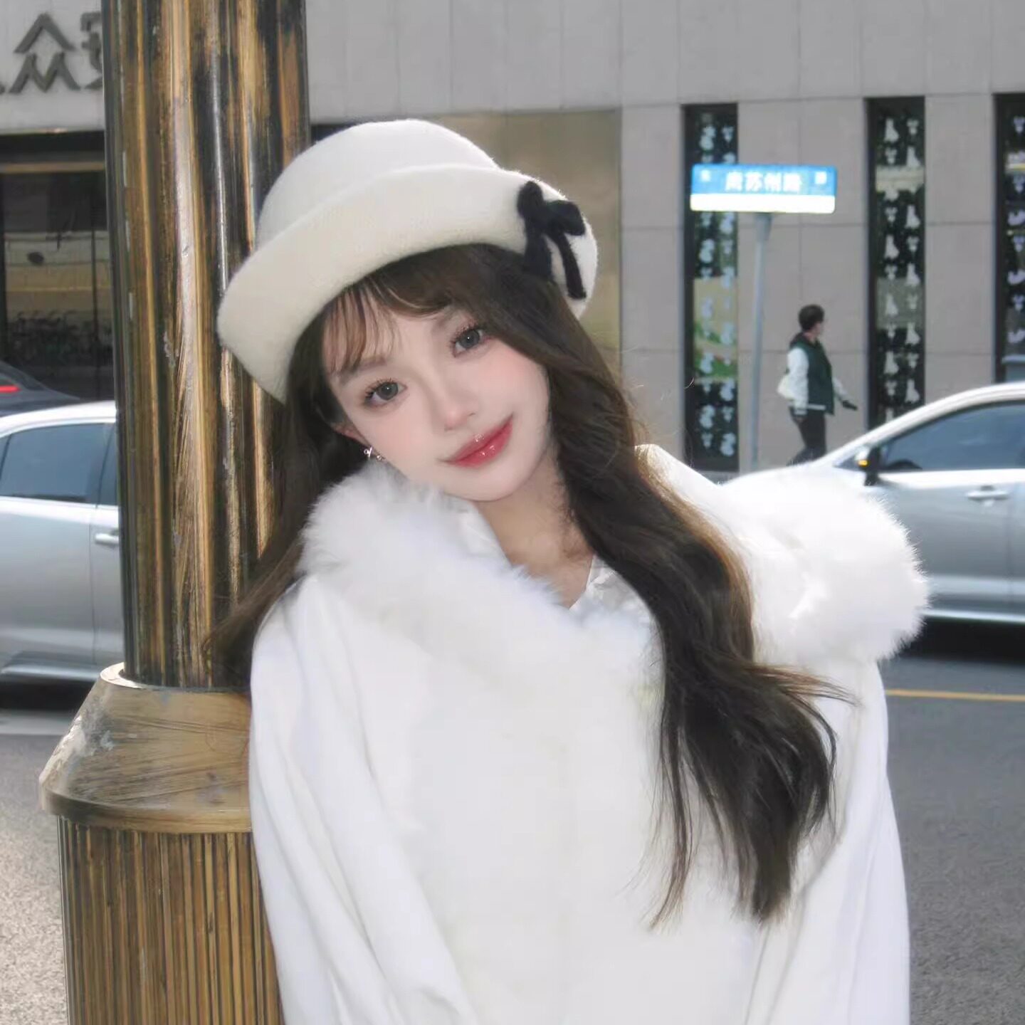 富家留洋千金蝴蝶结礼帽女款小香风秋冬气质显脸小渔夫帽盆帽子