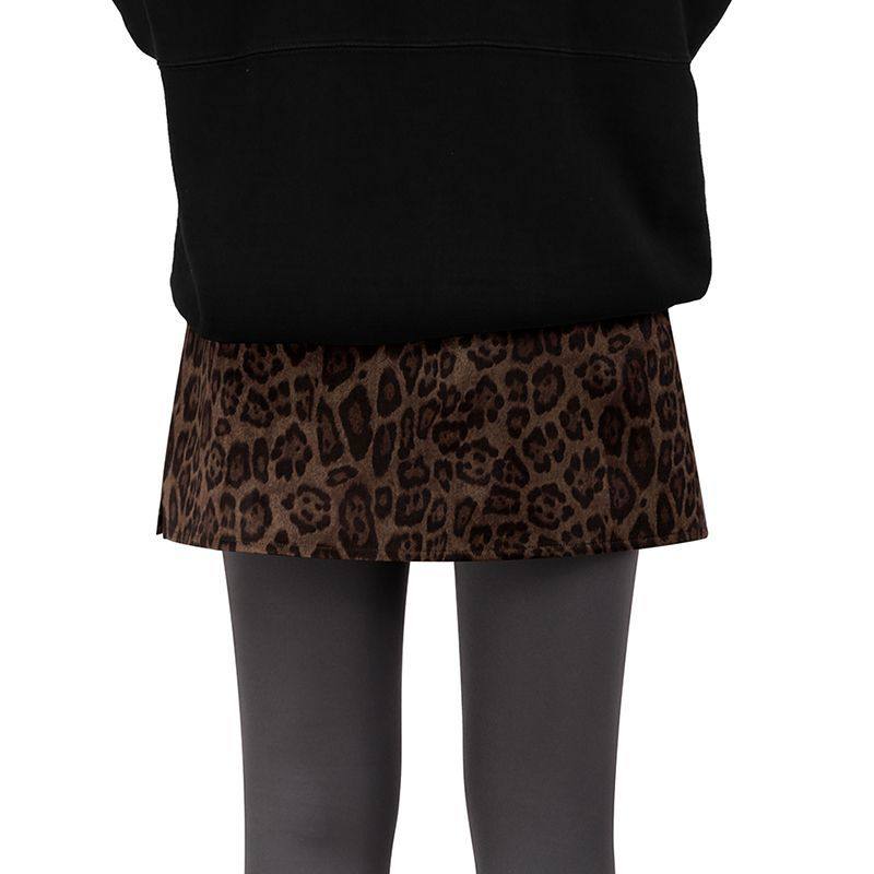 2025新款秋冬豹纹屁帘女高级感打底裤叠穿大码a字高腰半身裙短裙,淘宝优惠券,粉丝福利购,淘宝优惠卷