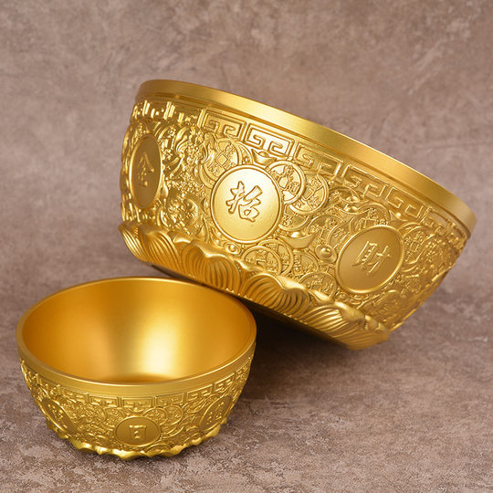 Pure copper daily dou gold copper coin jar gather wealth brass rice jar attract wealth and treasure copper jar transfer treasure pot ornament copper bowl