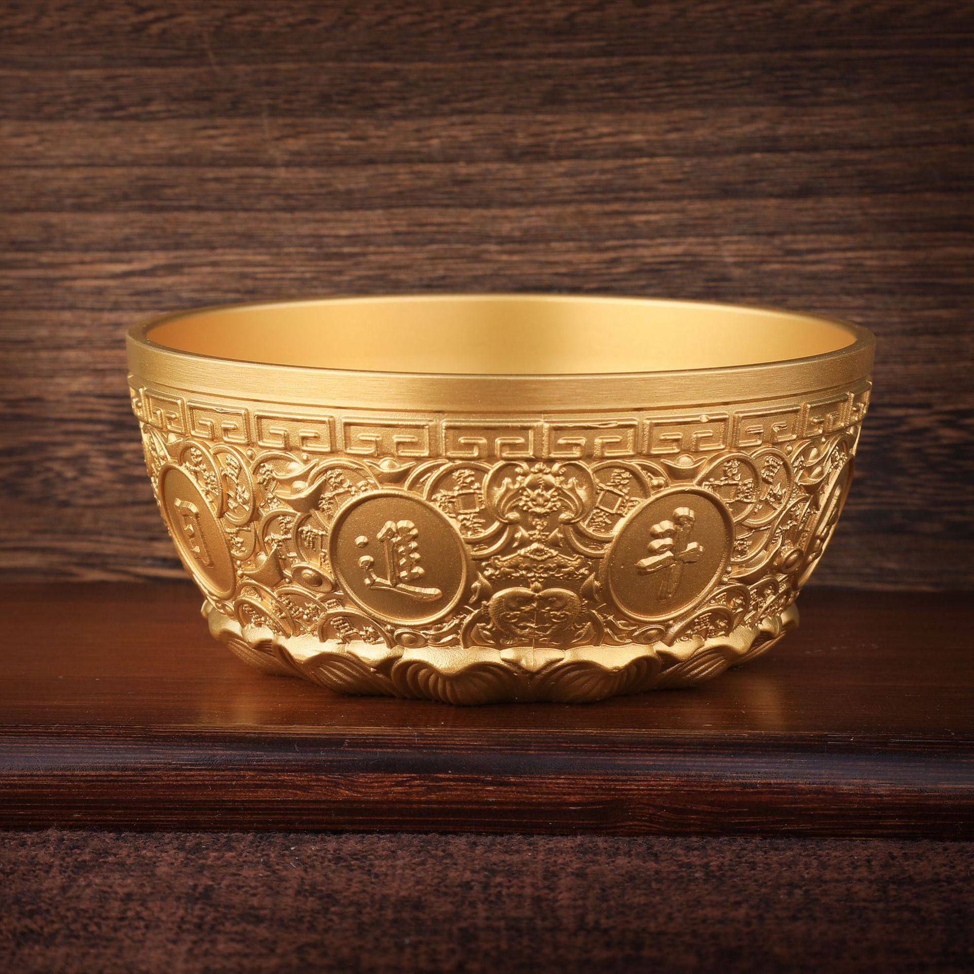 日进斗金纯黄铜聚宝盆聚财铜供碗米缸招财进宝铜缸转运聚宝盆摆件,淘宝优惠券,粉丝福利购,淘宝优惠卷