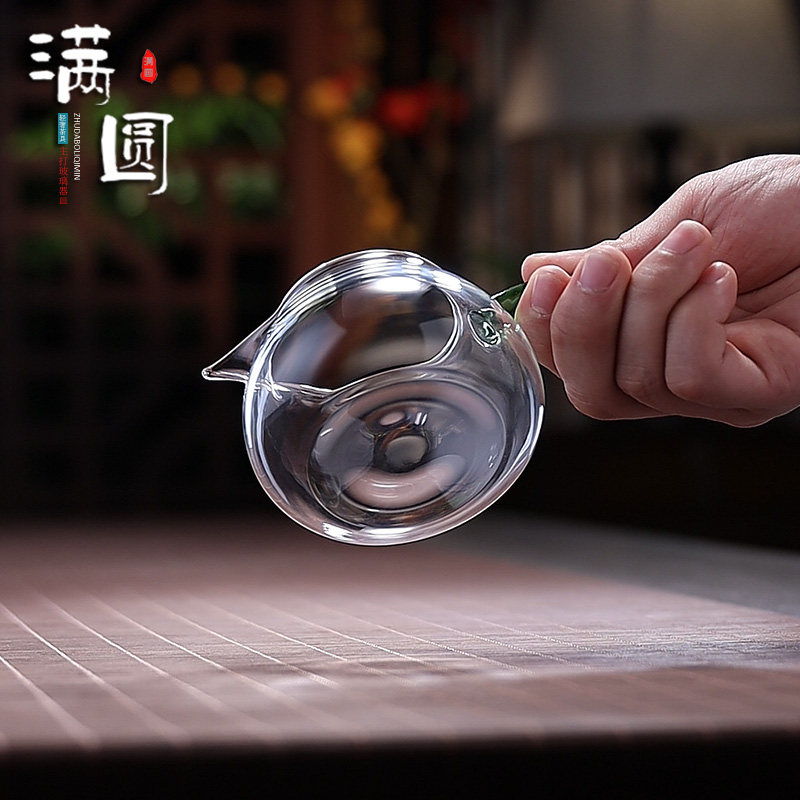 轻奢小麻雀公道杯翠绿把玻璃加厚耐热茶具茶海单个分茶器公杯茶杯,淘宝优惠券,粉丝福利购,淘宝优惠卷