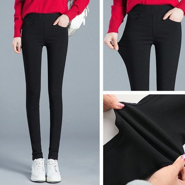 Spring and Autumn elastic leggings for women wearing thin trousers to make them look slim and high-waisted magic pants black student feet pencil pants