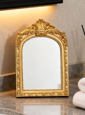 欧式复古相框化妆镜子桌面高档摆件法式雕花客厅玄关壁炉民宿装饰