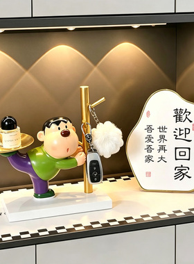翘脚胖虎玄关入户置物架装饰摆件