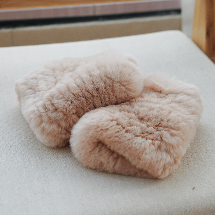 [御皮坊]真獭兔毛弹力露指皮草手套秋冬保暖真毛毛可爱半指手套女,淘宝优惠券,粉丝福利购,淘宝优惠卷