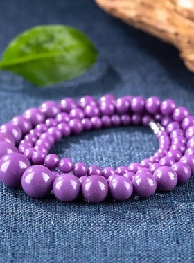 紫云母项链塔链香芋紫色云母石圆珠塔链女款送女友妈妈