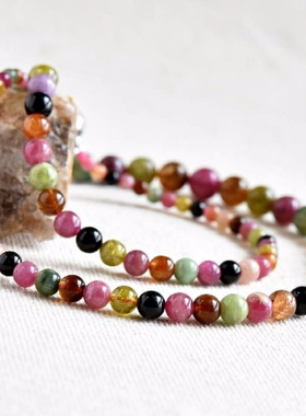 碧玺项链老料彩虹色塔链水晶送妈妈生日礼物女友款