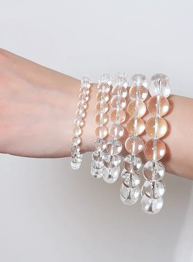 白水晶手链手串 男女款单圈佛珠手串转运饰品