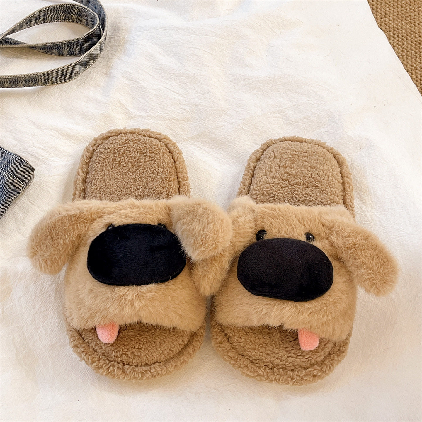 棉拖鞋女冬季可爱大鼻子小狗情侣居家室内防滑毛绒保暖毛毛拖鞋男,淘宝优惠券,粉丝福利购,淘宝优惠卷