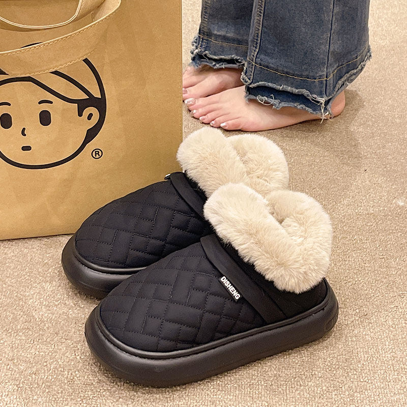 高帮毛口包跟棉拖鞋女冬季外穿时尚加厚毛绒室内家居防水保暖棉鞋,淘宝优惠券,粉丝福利购,淘宝优惠卷