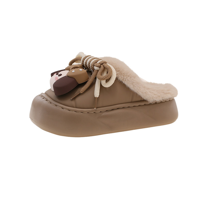 防水棉拖鞋女士冬季室内居家加绒保暖可爱蝴蝶结女孩厚底包头拖鞋,淘宝优惠券,粉丝福利购,淘宝优惠卷