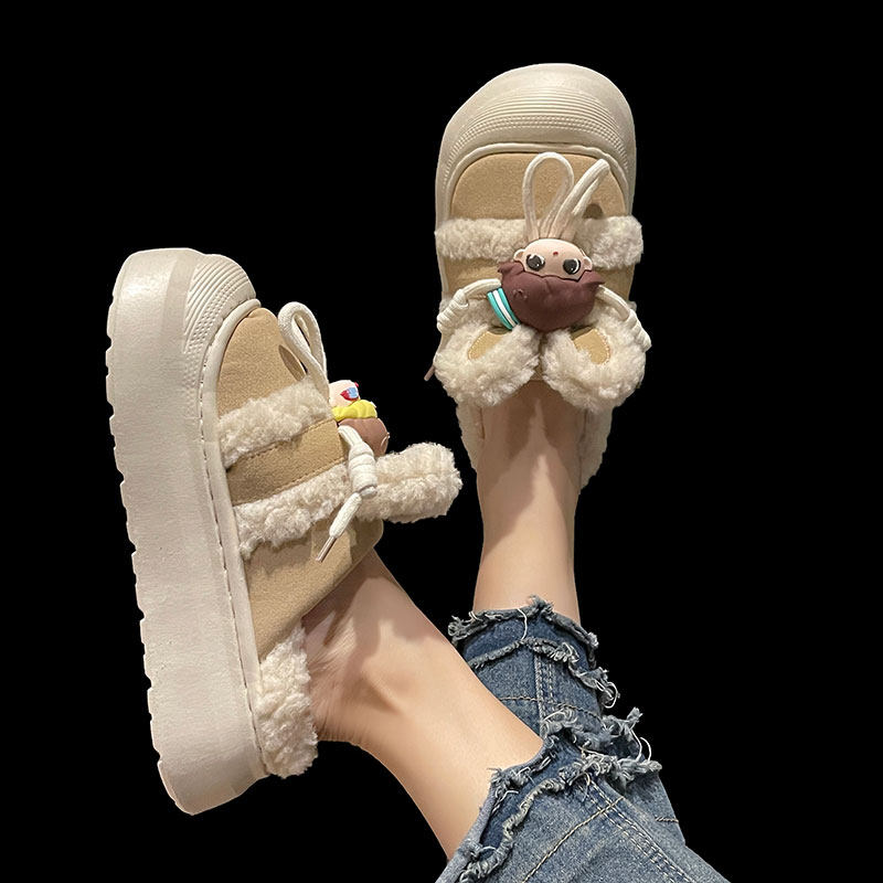 棉拖鞋女款冬季外穿可爱卡通头像兔耳朵家居室内防滑加绒保暖拖鞋,淘宝优惠券,粉丝福利购,淘宝优惠卷