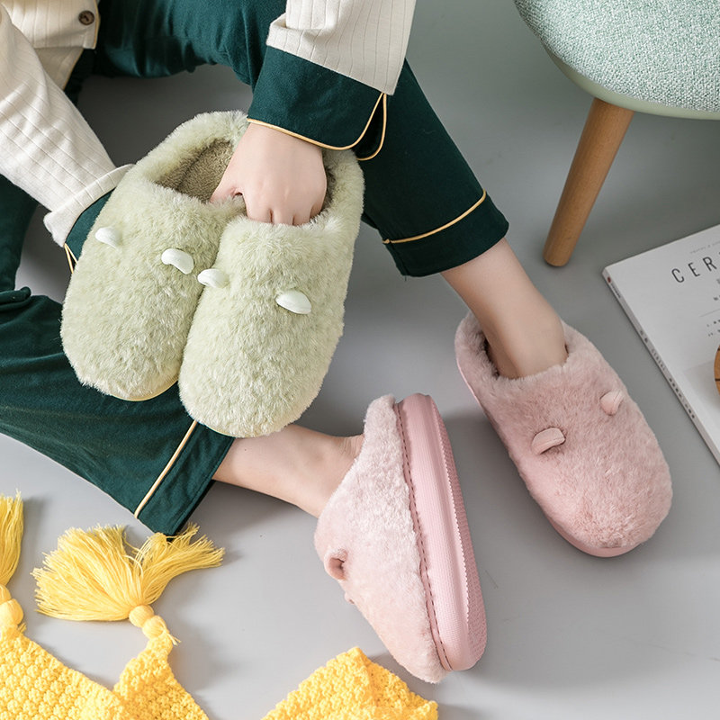增高跟可爱毛毛绒拖鞋女外穿网红新款包头防滑厚底棉拖鞋女士冬季,淘宝优惠券,粉丝福利购,淘宝优惠卷