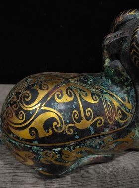 仿古青铜器西汉卧羊灯古代铜灯灯具影视道具复古家河北博物馆藏