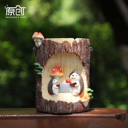 仿木质树桩树洞太阳能灯摆件户外庭院花园树上阳台氛围灯装饰挂件 - 图1