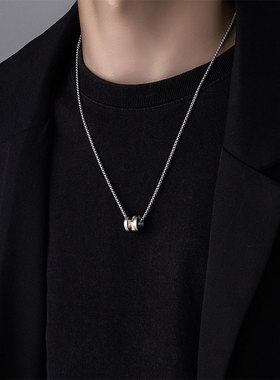 罗马数字钛钢圆珠链男项链