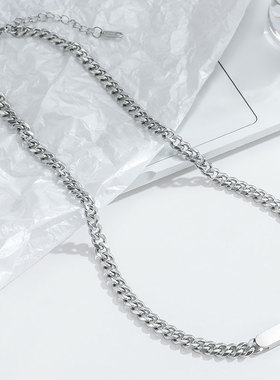 潮牌钛钢古巴项链男简约项链