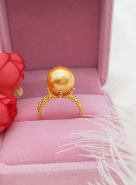 珍珠戒指925银镶钻新款高级感金