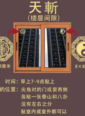 化解避楼层间隙天堑斩金属贴八卦大门阳台窗麒麟挂件煞摆件