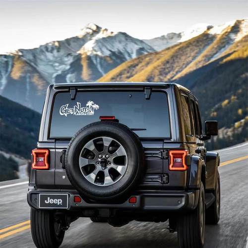 汽车贴纸个性花体Get Nuts椰子树前挡后挡风玻璃贴车窗贴电动车贴 - 图2