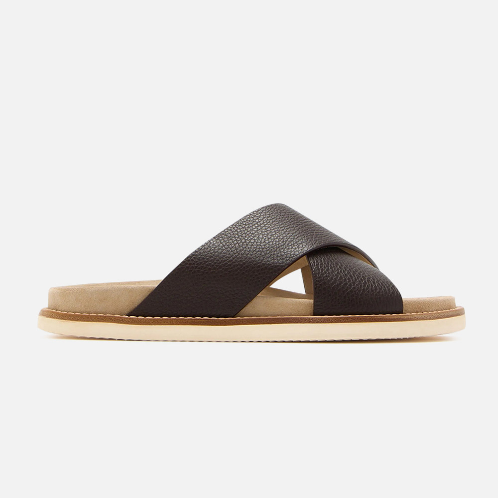 男士休闲拖鞋夏季透气交叉沙滩鞋潮牛皮时尚防滑凉拖鞋外穿一字拖,淘宝优惠券,粉丝福利购,淘宝优惠卷