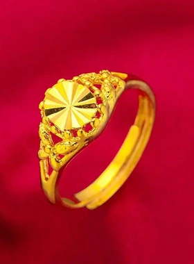 越南沙金戒指女士电镀24K 仿真金首饰婚庆用品 指环