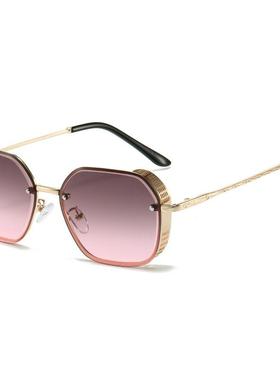 个性复古方圆形金属镜框潮流太阳镜2025时尚旅游遮阳墨镜白铜材质